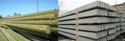 Опора ЛЭП деревянная, бетонная пропитанная, приставки, бетонные столбы